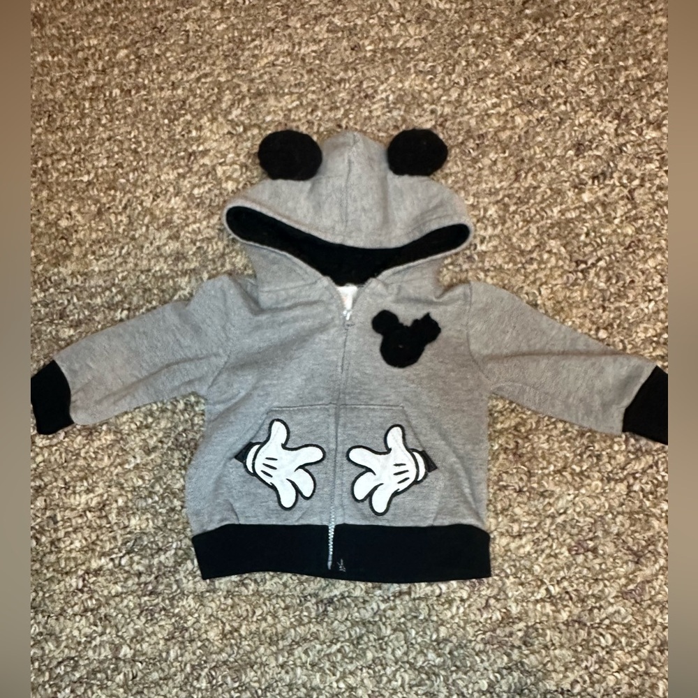 Vintage Disney Gray and Black Kids Hoodie with Character Ears